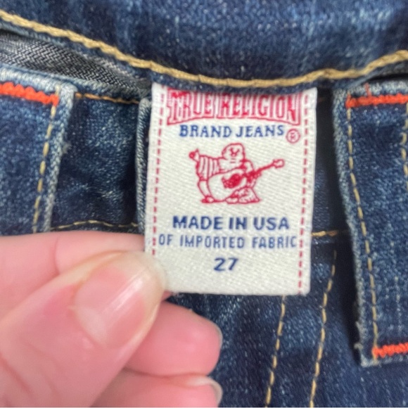 True Religion Studded Flap Pocket Jeans 27 Bootcut Distressed Denim - Picture 7 of 8